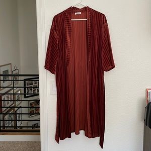 Burgundy Velvet mid length robe with slits